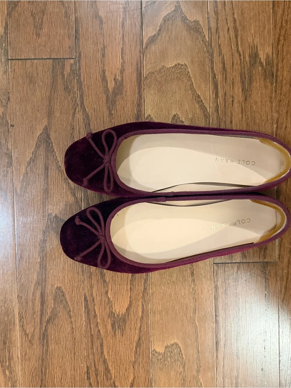 Sold out Cole Haan Women's Wine Velvet Ballet Flats with Bow